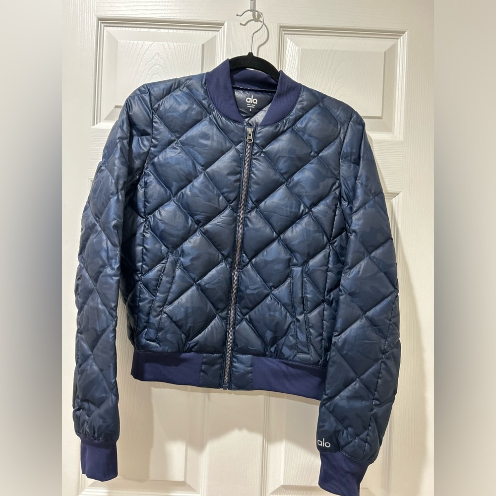 Alo Cropped Camo Bomber